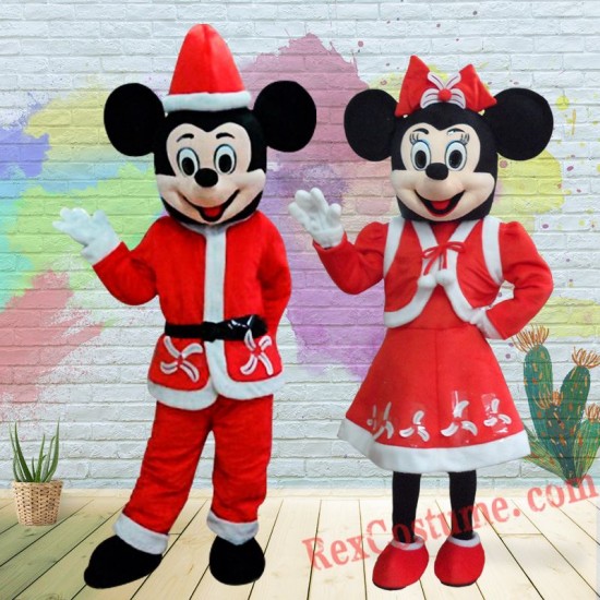 Christmas Disney Mickey Minnie Mouse Mascot Costume For Adults